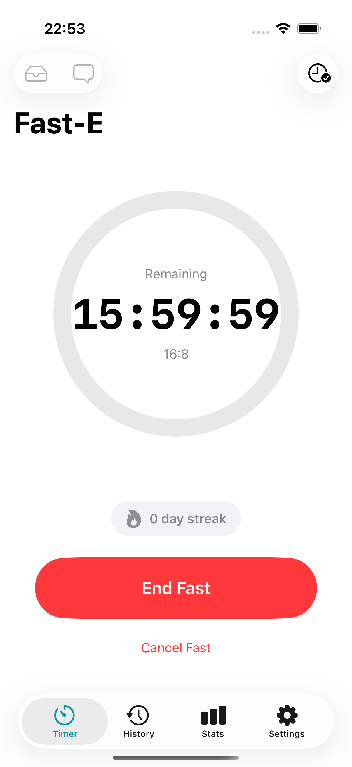 Fasting timer screen